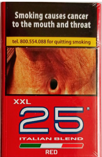 25 шт (толстые). Сигареты "25 XXL" Red (25 два икса ель.) Цена за блок (8 пачек)
