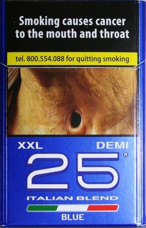 25 шт. (Демі). Цигарки "25 XXL" blue (25 два ікси ялинки.) Ціна за блок (8 пачок).